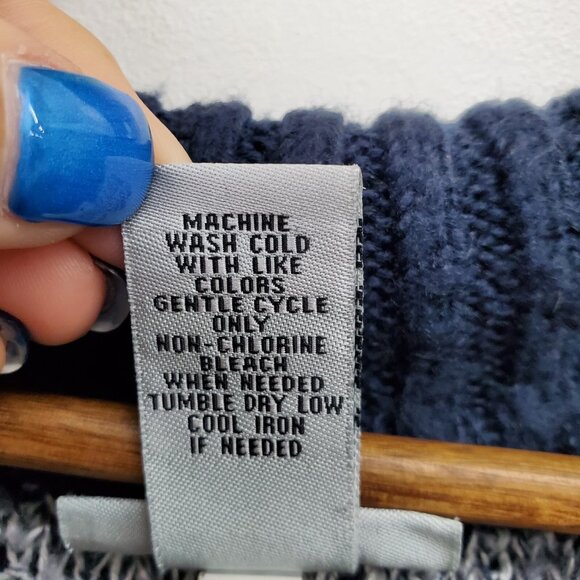 Catherines 2X Sweater Striped Knit Cowl Neck Pullover Navy Gray Plus Size Cozy - Picture 12 of 14